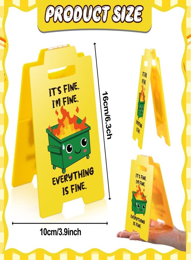 Yuntau Dumpster Fire Desk Accessories Its Fine Everythings Fine Funny Desk Sign Office Decor Funny Gift for Coworker Friends Teammate Employee Boss Teacher(Yellow) - Image 2